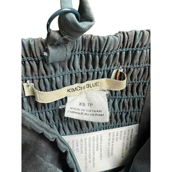 KIMCHI BLUE Womens Blue Jacquard Bow Detail CropTop, Adjustable Straps, Smocked - Picture 9 of 13